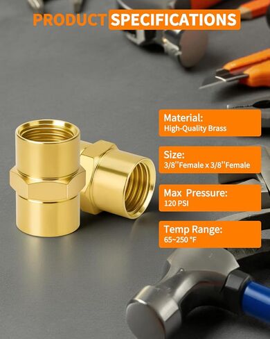 8 PCS Brass Coupling, 1/4 NPT Coupler Female to Female Hex Head Pipe Fitting, Compressor Connector 1/4 FNPT to 1/4 FNPT Coupler, Air Hose Adapter Brass Fittings in Kuwait