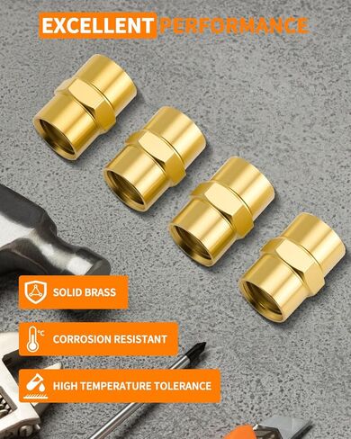 8 PCS Brass Coupling, 1/4 NPT Coupler Female to Female Hex Head Pipe Fitting, Compressor Connector 1/4 FNPT to 1/4 FNPT Coupler, Air Hose Adapter Brass Fittings in Kuwait