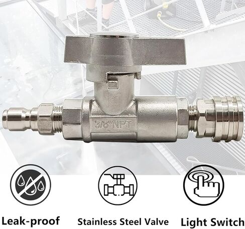 مجموعة صمامات كروية لغسالة الضغط العالي، توصيل سريع 3/8 بوصة لخرطوم غسيل الطاقة، صمام إيقاف من الفولاذ المقاوم للصدأ 5000 رطل لكل بوصة مربعة in Kuwait