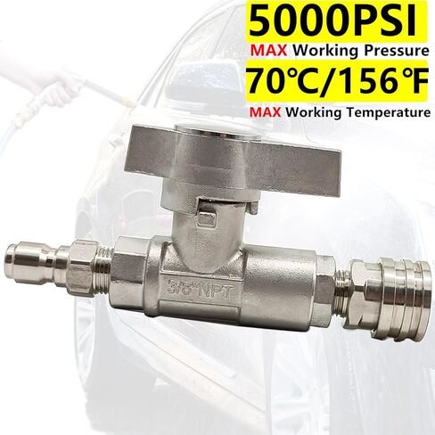 مجموعة صمامات كروية لغسالة الضغط العالي، توصيل سريع 3/8 بوصة لخرطوم غسيل الطاقة، صمام إيقاف من الفولاذ المقاوم للصدأ 5000 رطل لكل بوصة مربعة in Kuwait