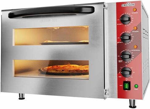 CROSSON Commercial Double Deck 18 Inch Countertop Electric Pizza Oven with 15mm Thick Pizza Stone, Indoor Pizza Bakery Oven for Commercial Use Only,240V/4500W in Kuwait