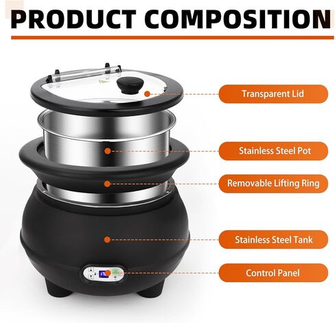 يوانهاو 8 كيو تي. سخان غلاية الحساء الأسود - 120 فولت، 450 واط in Kuwait