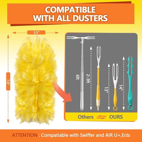 Heavy Duty Duster Refills for Swiffer Duster (40 Count) | 360° Unscented Disposable Multisurface Dusters with 1 Handle- for Home, Blinds, Fans & Corners, Yellow in Saudi Arabia