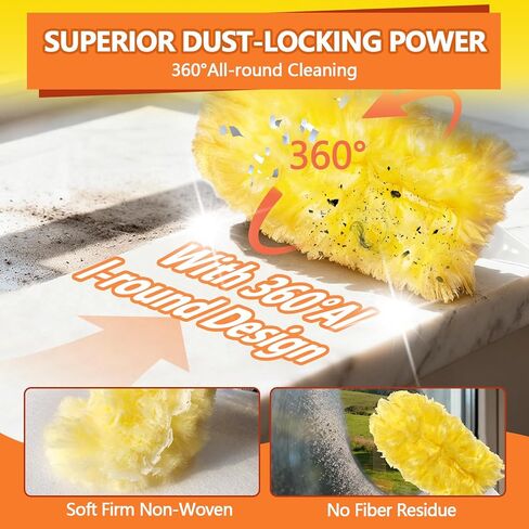 Heavy Duty Duster Refills for Swiffer Duster (40 Count) | 360° Unscented Disposable Multisurface Dusters with 1 Handle- for Home, Blinds, Fans & Corners, Yellow in Saudi Arabia