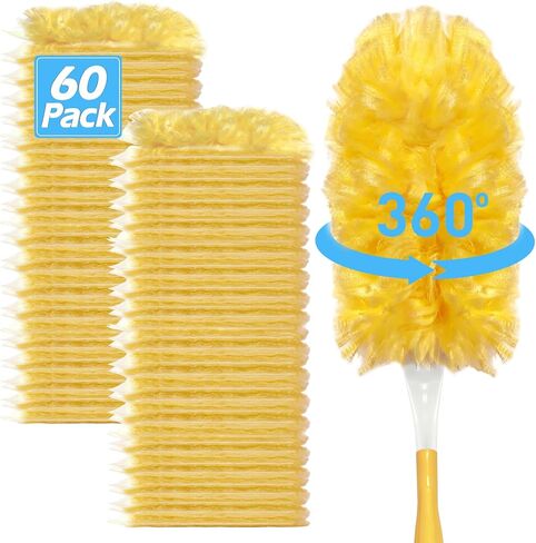 Heavy Duty Duster Refills for Swiffer Duster (40 Count) | 360° Unscented Disposable Multisurface Dusters with 1 Handle- for Home, Blinds, Fans & Corners, Yellow in Saudi Arabia