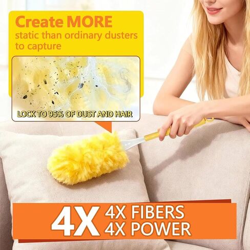 Heavy Duty Duster Refills for Swiffer Duster (40 Count) | 360° Unscented Disposable Multisurface Dusters with 1 Handle- for Home, Blinds, Fans & Corners, Yellow in Saudi Arabia