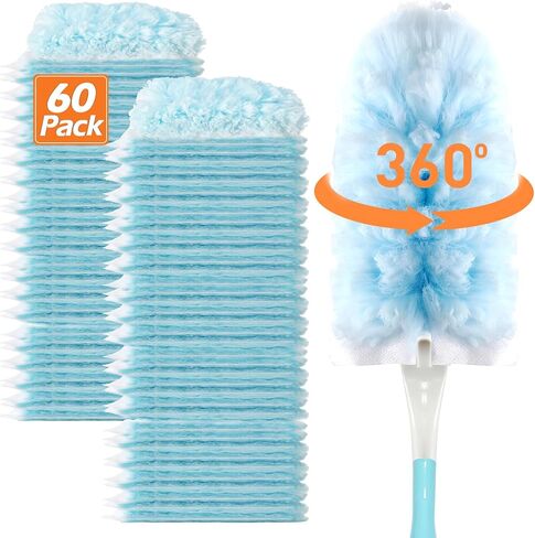 Heavy Duty Duster Refills for Swiffer Duster (40 Count) | 360° Unscented Disposable Multisurface Dusters with 1 Handle- for Home, Blinds, Fans & Corners, Yellow in Saudi Arabia