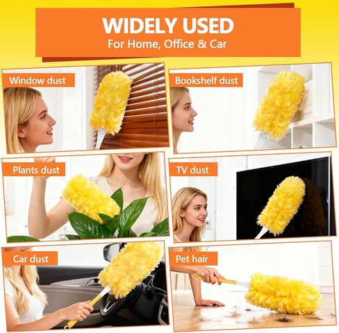Heavy Duty Duster Refills for Swiffer Duster (40 Count) | 360° Unscented Disposable Multisurface Dusters with 1 Handle- for Home, Blinds, Fans & Corners, Yellow in Saudi Arabia