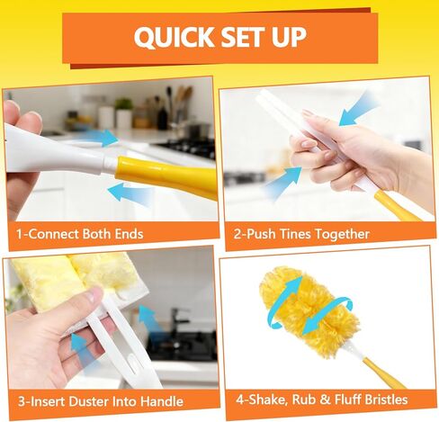 Heavy Duty Duster Refills for Swiffer Duster (40 Count) | 360° Unscented Disposable Multisurface Dusters with 1 Handle- for Home, Blinds, Fans & Corners, Yellow in Saudi Arabia