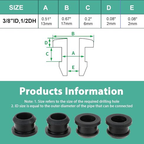 10 Pcs 1/2 Inch Drill Hole Rubber Grommets 3/8 Inch ID Silicone Rubber Top Hat Rubbers Gasket Automotive Firewall Wire Cable Protector Gasket Ring Waterproof Grommet for Wire Firewall Cable Protection in Saudi Arabia