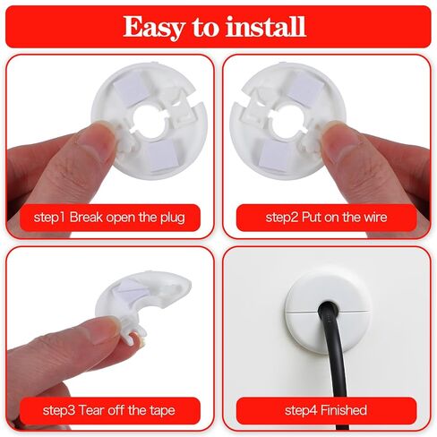 4Pcs Wall Grommets for Cables, Wall Split Flange, Self-Adhesive Water Pipe Walls Hole Decoration, Escutcheon Plate, Cable Pass Through Walls Grommet, White ABS Pipe Covers for Bathroom in Saudi Arabia