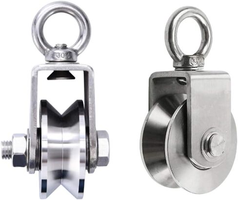 Caster wheels, 2pcs V-Groove Caster Wheel,Heavy Duty Sheaves Track Pulley, Stainless Steel Directional Roller,360° Rotating Ring,for Round Tube(Slot Width 16mm) in Saudi Arabia