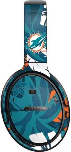 غلاف صوتي من Skinit متوافق مع سماعات الرأس Bose QuietComfort 35 II - تصميم طباعة استوائية مرخص رسميًا من NFL Miami Dolphins in Saudi Arabia