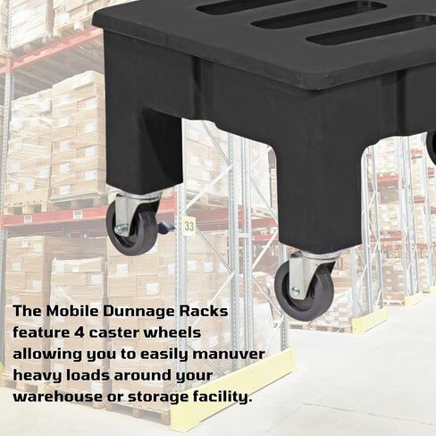 PolyMight Mobile Heavy-Duty Poly Dunnage Rack with Caster Wheels for Warehouses and Commercial Industrial Storage 36" x 22" x 16" with 600 lb Capacity in Saudi Arabia