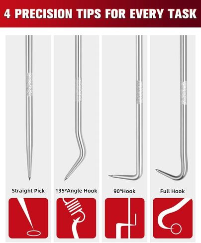 4 Pcs Hook and Pick Set - Precision Automotive Mechanic Tools for Oil Seal Removal, Gasket Scraper, O-Ring Puller, Electrical Wiring Repair Kit in Saudi Arabia