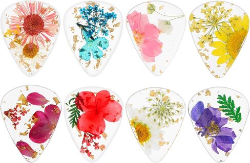 8 PCS Flower Guitar Picks, Pink Guitar Picks Dried Flower Resin Guitars Plectrums Heavy Handmade Colorful Guitars Plectrums Dried Flowers PET Cool Pick for Bass Electric Acoustic Ukulele, Multicolor in Saudi Arabia