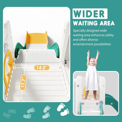 شريحة طفل صغير للأطفال مع طوق كرة سلة متسلق، مساحة تخزين، تلسكوب للأطفال منزلق داخلي للأطفال للعب في الهواء الطلق، ملعب داخلي مطور للأطفال الصغار مع ممر منزلق أوسع وأطول مطور in Kuwait