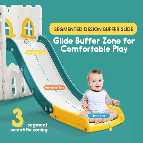 شريحة طفل صغير للأطفال مع طوق كرة سلة متسلق، مساحة تخزين، تلسكوب للأطفال منزلق داخلي للأطفال للعب في الهواء الطلق، ملعب داخلي مطور للأطفال الصغار مع ممر منزلق أوسع وأطول مطور in Kuwait