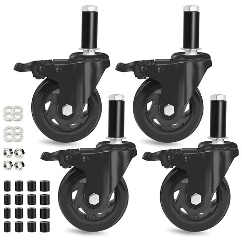 Expanding Stem Casters,4 Inch Prep Table Casters Set of 4,Locking Wheels Fit for 7/8",1-1/4",1-1/2"and 1-5/8" ID Tube Leg for Stainless Steel Table,Cart,Workbench in Saudi Arabia