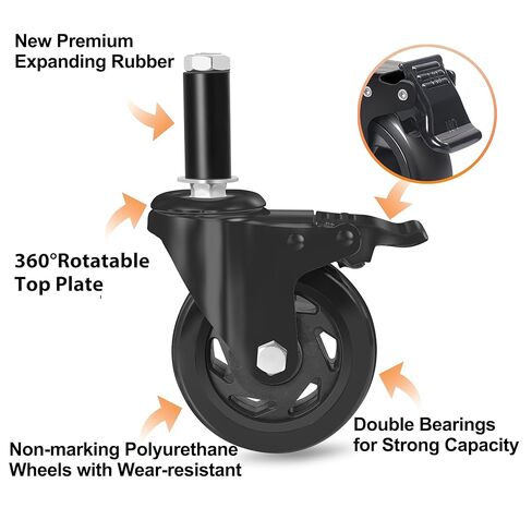 Expanding Stem Casters,4 Inch Prep Table Casters Set of 4,Locking Wheels Fit for 7/8",1-1/4",1-1/2"and 1-5/8" ID Tube Leg for Stainless Steel Table,Cart,Workbench in Saudi Arabia