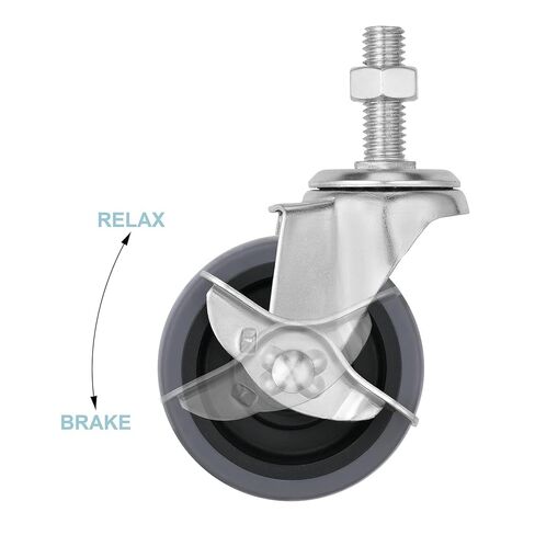 عجلات دوارة مقاس 3 بوصة M8-1.25x25mm عجلات جذعية للقفل عجلات جذعية ملولبة مجموعة عجلات دوارة مكونة من 4 قطع عجلات شديدة التحمل باللون الرمادي in Kuwait