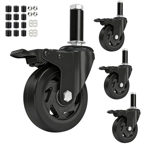 Expanding Stem Casters,4 Inch Prep Table Casters Set of 4,Locking Wheels Fit for 7/8",1-1/4",1-1/2"and 1-5/8" ID Tube Leg for Stainless Steel Table,Cart,Workbench in Saudi Arabia