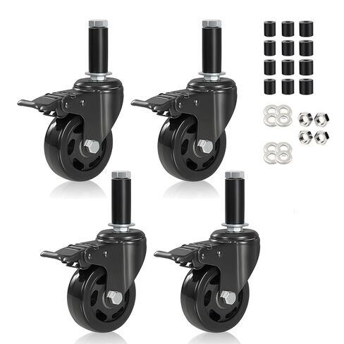 Expanding Stem Casters,4 Inch Prep Table Casters Set of 4,Locking Wheels Fit for 7/8",1-1/4",1-1/2"and 1-5/8" ID Tube Leg for Stainless Steel Table,Cart,Workbench in Saudi Arabia