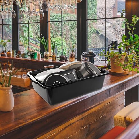 4-Pack Plastic Commercial Bus Box, 32 L Black Large Bus Tub in Kuwait