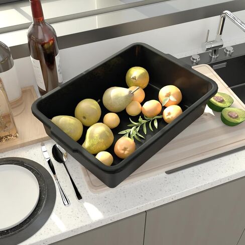 12 عبوة من أحواض الحافلات التجارية، حوض غسيل أطباق المطاعم البلاستيكي سعة 13 لتر، صندوق حافلة الخدمة، أسود in Kuwait