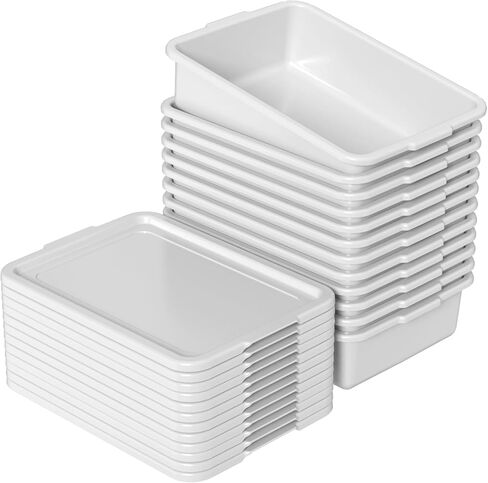 15 L Plastic Commercial Bus Box with Lid, 12-Pack Restaurant Dish Tub, Gray in Saudi Arabia