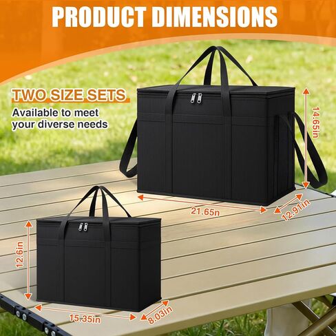 4 عبوات من أكياس توصيل الطعام المعزولة للوجبات الساخنة والباردة، بمقاسات XXXL وXL، أكياس بقالة معزولة قابلة لإعادة الاستخدام مع ألواح قاعدة قابلة للإزالة لتقديم الطعام والبيتزا والسفر والتسوق in Kuwait