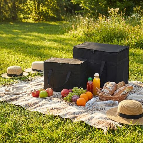 4 عبوات من أكياس توصيل الطعام المعزولة للوجبات الساخنة والباردة، بمقاسات XXXL وXL، أكياس بقالة معزولة قابلة لإعادة الاستخدام مع ألواح قاعدة قابلة للإزالة لتقديم الطعام والبيتزا والسفر والتسوق in Kuwait