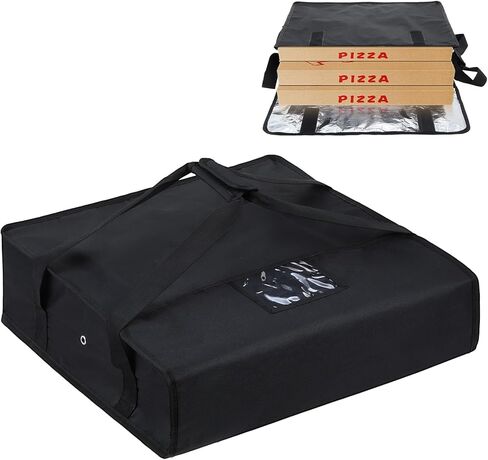 Pizza Bag, Insulated Pizza and Food Delivery Bag, Heavy Duty Thermal Pizzas Warmer Bags, Hot Pizzas Carriers for Transport, Catering, Moisture Free, 20 x 20 x 6 inches, Black in Saudi Arabia