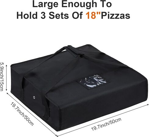 Pizza Bag, Insulated Pizza and Food Delivery Bag, Heavy Duty Thermal Pizzas Warmer Bags, Hot Pizzas Carriers for Transport, Catering, Moisture Free, 20 x 20 x 6 inches, Black in Saudi Arabia