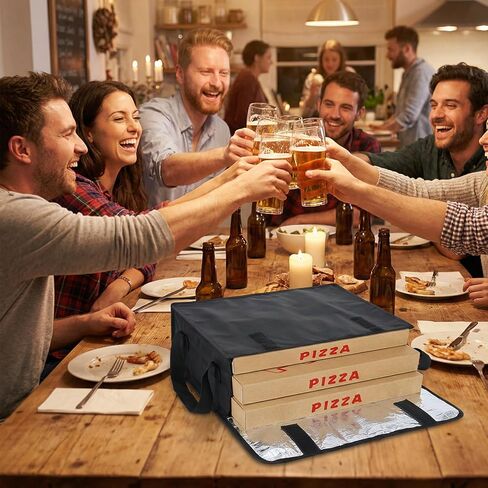 Pizza Bag, Insulated Pizza and Food Delivery Bag, Heavy Duty Thermal Pizzas Warmer Bags, Hot Pizzas Carriers for Transport, Catering, Moisture Free, 20 x 20 x 6 inches, Black in Saudi Arabia