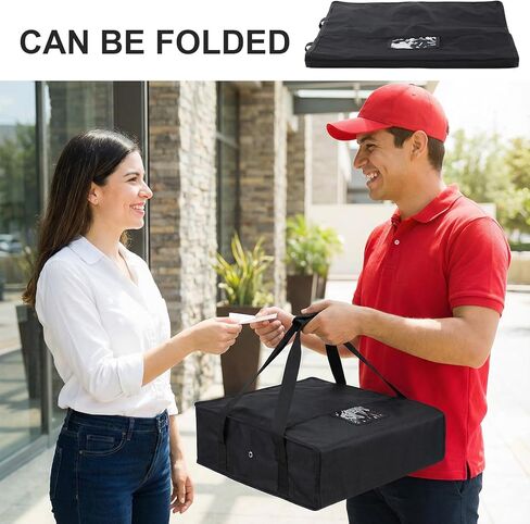 Pizza Bag, Insulated Pizza and Food Delivery Bag, Heavy Duty Thermal Pizzas Warmer Bags, Hot Pizzas Carriers for Transport, Catering, Moisture Free, 20 x 20 x 6 inches, Black in Saudi Arabia