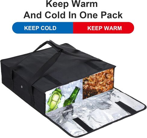 Pizza Bag, Insulated Pizza and Food Delivery Bag, Heavy Duty Thermal Pizzas Warmer Bags, Hot Pizzas Carriers for Transport, Catering, Moisture Free, 20 x 20 x 6 inches, Black in Saudi Arabia
