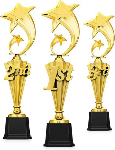 3 Pcs 3rd 2nd 1st Place Trophy, First Place Plastic Trophy Award, Plastic Trophies Award Set for Sports Basketball Soccer Competitions Football Reward Ceremony in Saudi Arabia