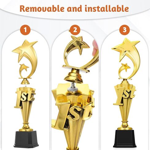 3 Pcs 3rd 2nd 1st Place Trophy, First Place Plastic Trophy Award, Plastic Trophies Award Set for Sports Basketball Soccer Competitions Football Reward Ceremony in Saudi Arabia