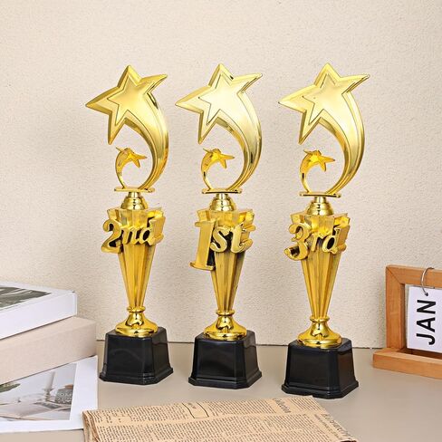 3 Pcs 3rd 2nd 1st Place Trophy, First Place Plastic Trophy Award, Plastic Trophies Award Set for Sports Basketball Soccer Competitions Football Reward Ceremony in Saudi Arabia