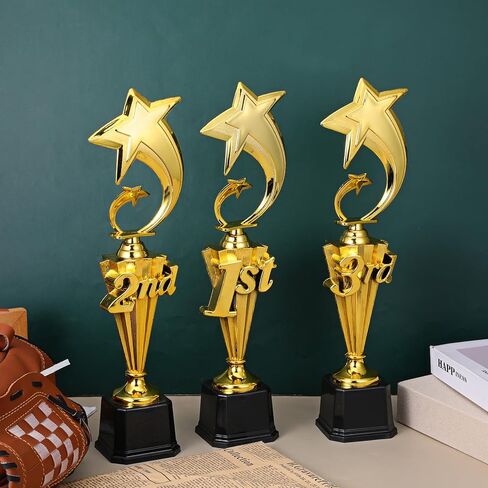 3 Pcs 3rd 2nd 1st Place Trophy, First Place Plastic Trophy Award, Plastic Trophies Award Set for Sports Basketball Soccer Competitions Football Reward Ceremony in Saudi Arabia