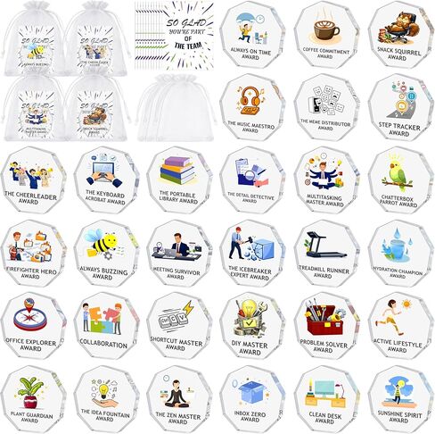 30Sets Employee Appreciation Acrylic Trophy Gifts Bulk for Coworkers, 30Pcs Awards Prizes and 30Pcs Motivational Team Cards Gift Office Party Decorations Supplies in Saudi Arabia