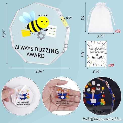 30Sets Employee Appreciation Acrylic Trophy Gifts Bulk for Coworkers, 30Pcs Awards Prizes and 30Pcs Motivational Team Cards Gift Office Party Decorations Supplies in Saudi Arabia
