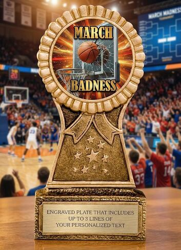 Awards4U 2026 March Funny Basketball Trophy for Tournament Last Place - Customizable Loser Trophies for Worst Bracket -Madness or Badness Award - Personalized Engraving with Gold Plate in Kuwait