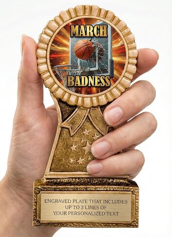 Awards4U 2026 March Funny Basketball Trophy for Tournament Last Place - Customizable Loser Trophies for Worst Bracket -Madness or Badness Award - Personalized Engraving with Gold Plate in Kuwait
