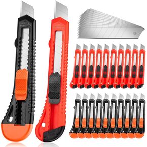 مجموعة من 3 قطع من السكاكين متعددة الاستخدامات قابلة للسحب، سكين صندوق صغير الحجم للكرتون والكرتون والصناديق، مع 10 قطع شفرة حلاقة حادة قابلة للفصل بعرض 18 مم، مثالية للاستخدام في المكتب والمنزل in Kuwait