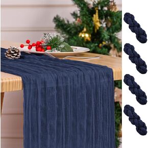 4 عبوات من مفرش الطاولة الوردي مقاس 17 × 108 بوصة، مفرش طاولة من القماش القطني مقاس 17 × 108 بوصة، مفارش طاولة من الشاش البوهيمي، مفارش طاولة من القماش الشفاف الريفي الرومانسي لحفلات الزفاف وحفلات الزفاف وديكور طاولة الربيع in Kuwait