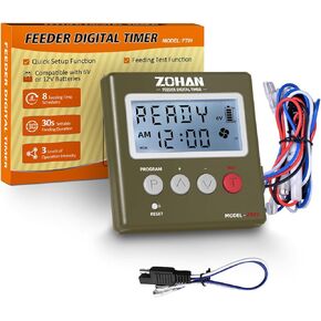 ZOHAN FT01 Deer Feeder Timer - Universal 6V/12V 24h Automatic Deer Feeder Kit, Quick Program Function, DIY 8 Feeding Schedules, Control Motor Speed & Feeding Time, Perfect for Hunting, Wildlife, Farms in Kuwait