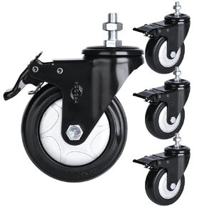 عجلة جذعية ملولبة مقاس 5 بوصات مترية M12-1.75x25 مم (قطر المسمار 12 مم، الطول: 25 مم، مسافة الخيط 1.75 مم) مجموعة عجلات دوارة شديدة التحمل بوزن 1500 رطل مكونة من 4 عجلات لجميع الأرضيات in Kuwait