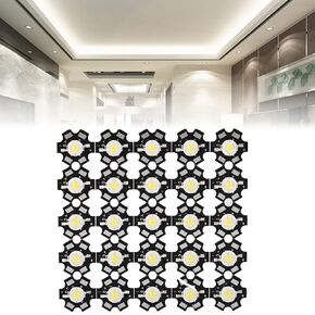 xuuyuu 25 قطعة رقاقة LED، رقاقة LED عالية الطاقة - 3 وات عالية السطوع مدمجة مصدر ضوء LED لمبة كشاف خرز لمصباح إضاءة DIY (أبيض 6000-6500K) in Kuwait